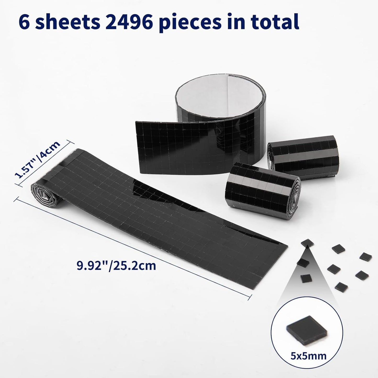 Art3dwallpanels 6 Pack Self Adhesive Glass Mirror Mosaic Disco Tiles Small Square Mirror Sticker for for DIY Disco Ball, Disco Cowboy Hat, Vase, Bottle, Interior Decoration, 2364 Pieces, Black