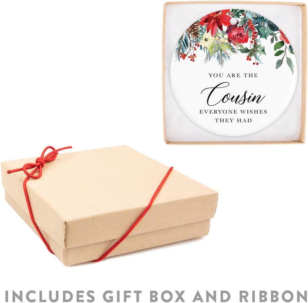 Andaz Press Round Ceramic Porcelain Christmas Tree Ornament Keepsake Gift for Cousins, You are The Cousin Everyone Wishes They Had, 1-Pack