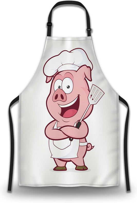 Kitchen Apron for Men Pig Chef Women Aprons for Cooking Restaurant BBQ Painting Crafting Gardening 27” (W) x 31” (H), Waterproof Apron