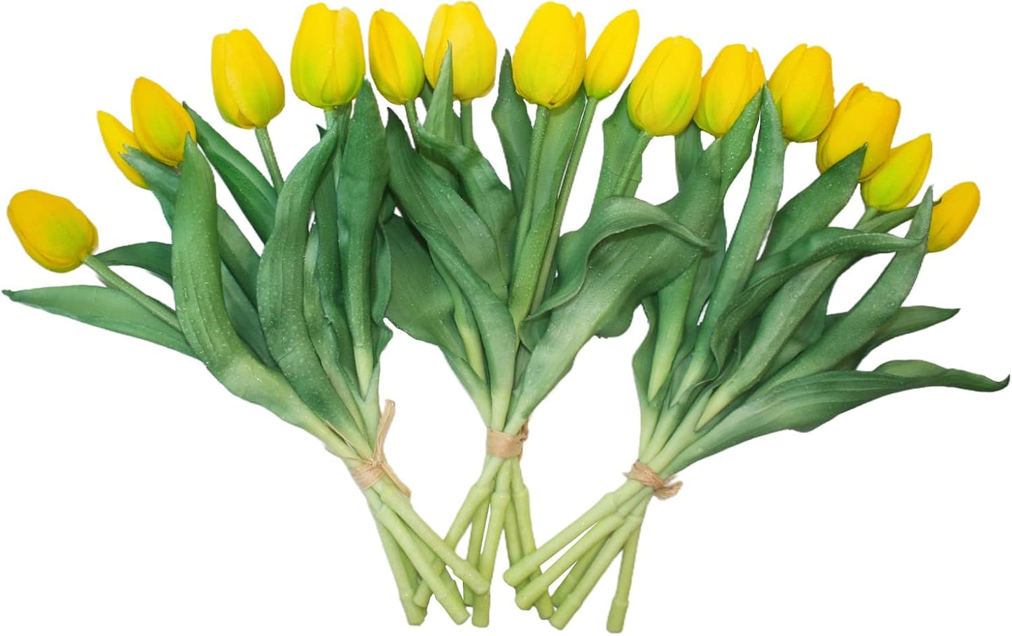 15pcs Artificial Tulips Flowers, Fake Tulips Real Touch, Faux Latex Bouquets, for Party Wedding Home Room Decoration (Yellow)