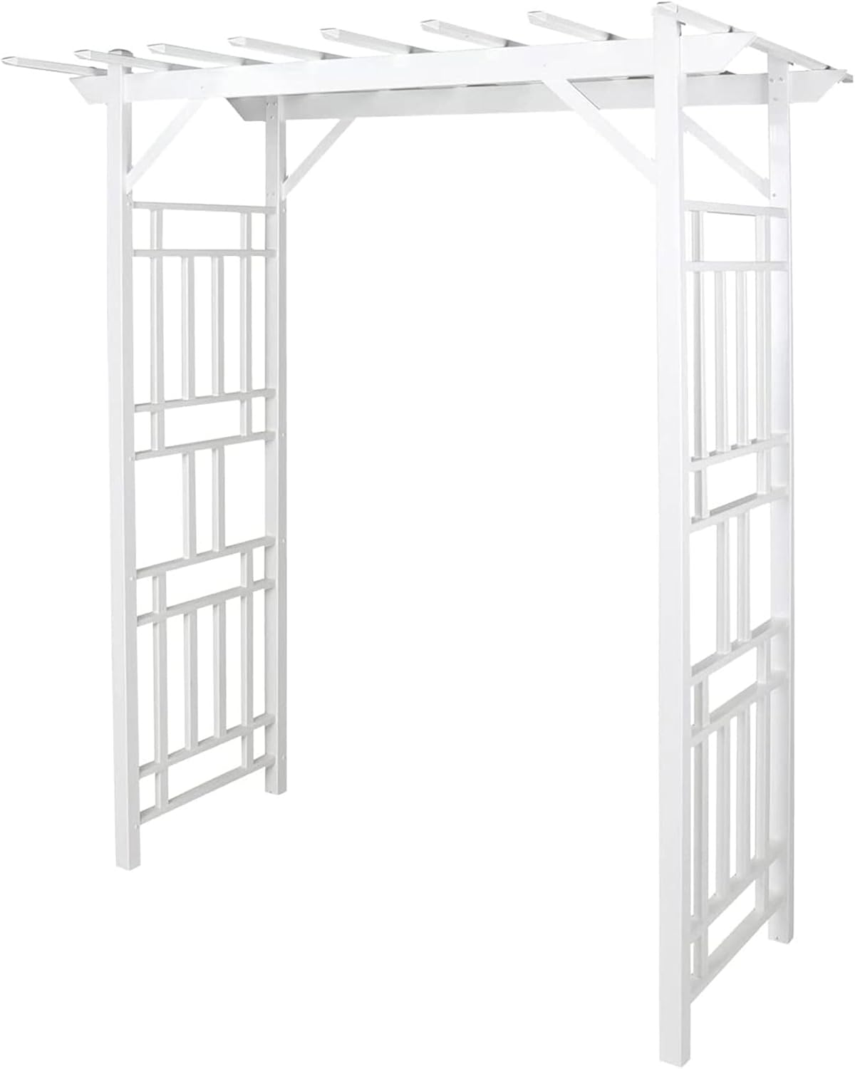 Dura-Trel Wellington Arbor, Vinyl Garden Archway for Outdoors, White, 72" x 85" - Backyard Decorative Arch for Pathways & Entrances w/ Trellis Sides for Climbing Plants, Vines & Flowers