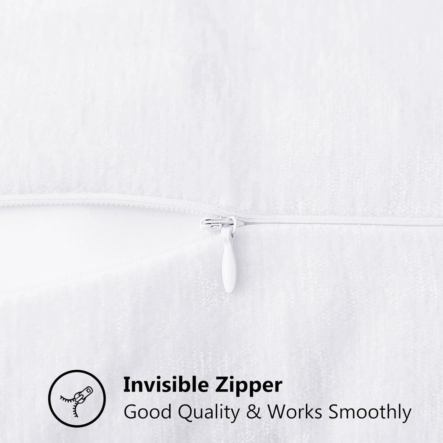 decorUhome Chenille Soft Throw Pillow Covers 12x20 Set of 2, Lumbar Velvet Farmhouse Neutral Decorative Euro Pillow Covers with Stitched Edge for Couch Sofa Bed Home Decor, White