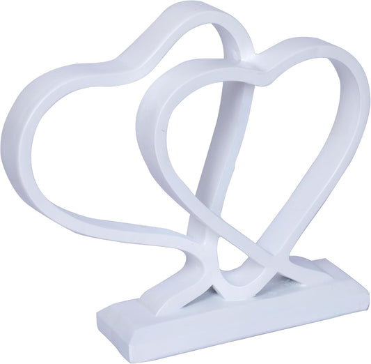 White Heart Sculpture for Living Room Decor Heart Decoration Gift for Her and Him Love Wedding Anniversary Couples Gift Modern Heart Statue for Home Coffee Table Dining Table Centerpiece Birthday