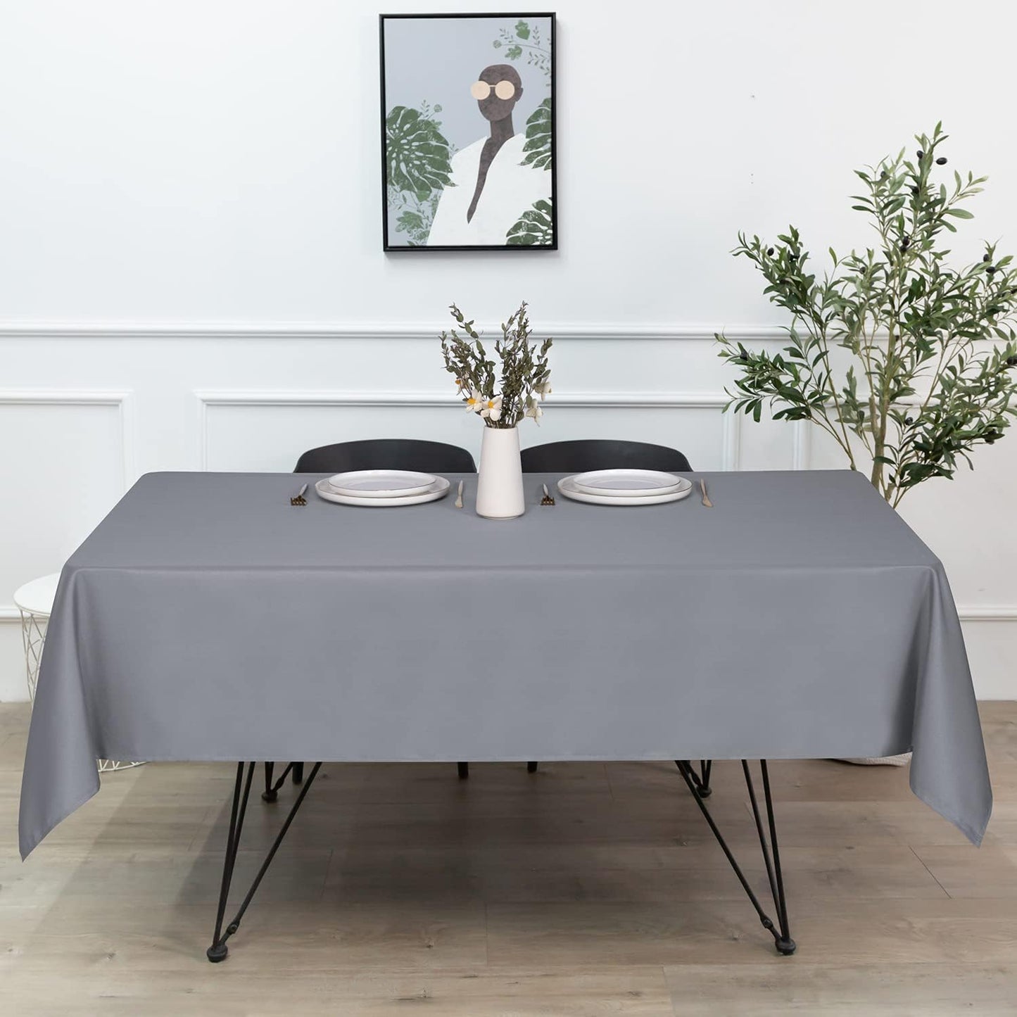 sancua Rectangle Tablecloth - 70 x 120 Inch - Stain and Wrinkle Resistant Washable Polyester Table Cloth, Decorative Fabric Table Cover for Dining Tables, Buffet Parties and Camping, Light Grey