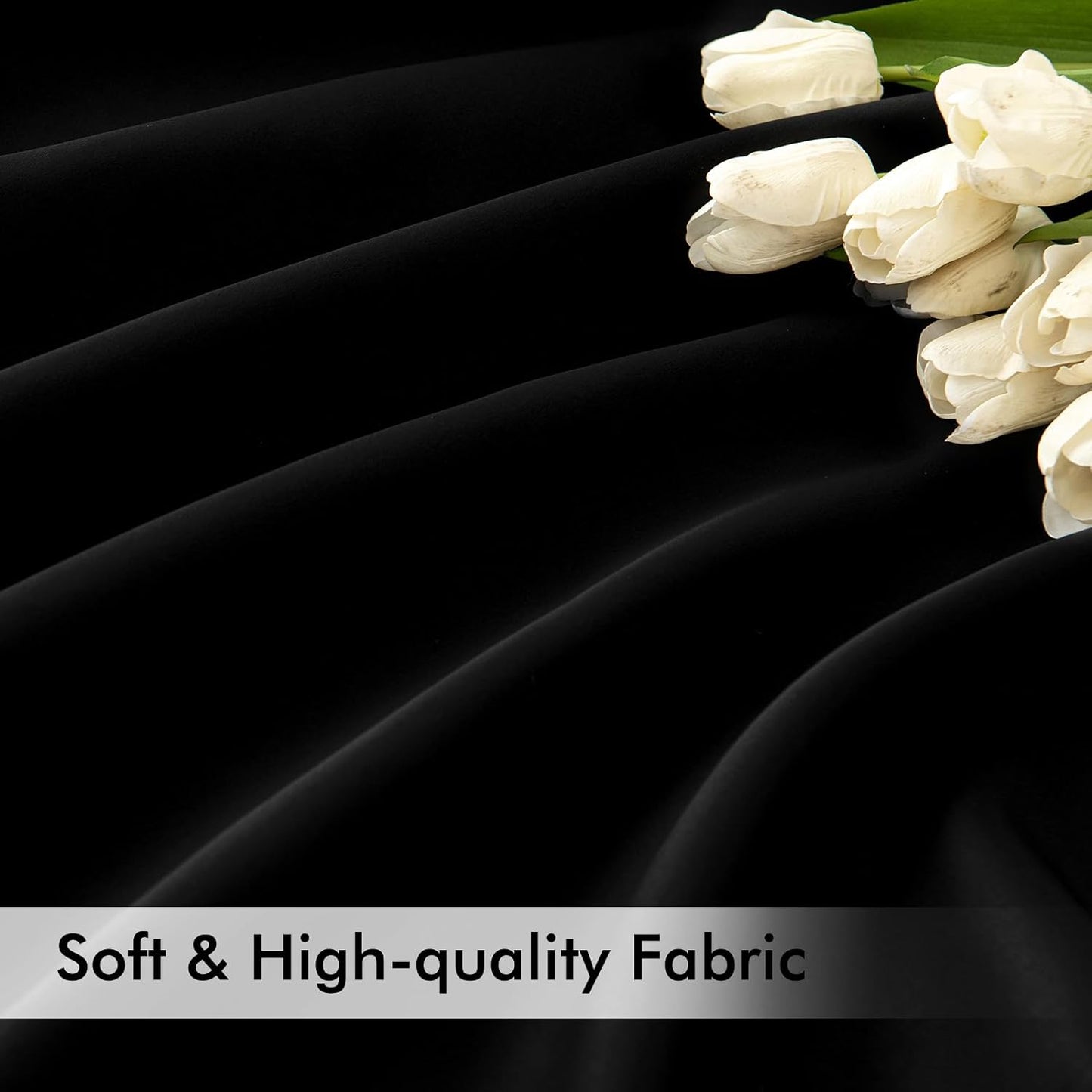 MIULEE Black Back Tab Blackout Curtains 84 Inch Length 2 Panels Set for Living Room Bedroom, Halloween Rod Pocket/Pinch Pleat Thermal Insulated Room Darkening Pleated Light Blocking Drapes, W66 x L84