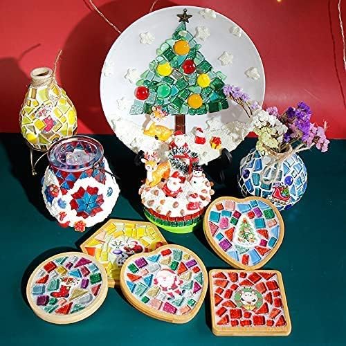 1.1 LB Irregular Crystal Mosaic Tiles,Small Particle Color Decal Crystal Glass Tile DIY Hobbies Children Handmade Crystal Craft for DIY Handmade Decorative Materials (White Series)