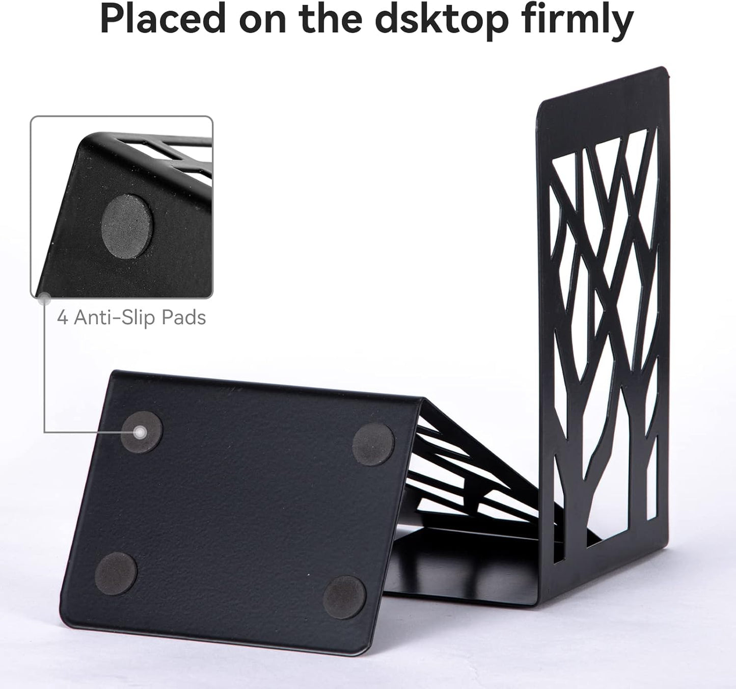 Decorative Metal Bookends Black Set of 4