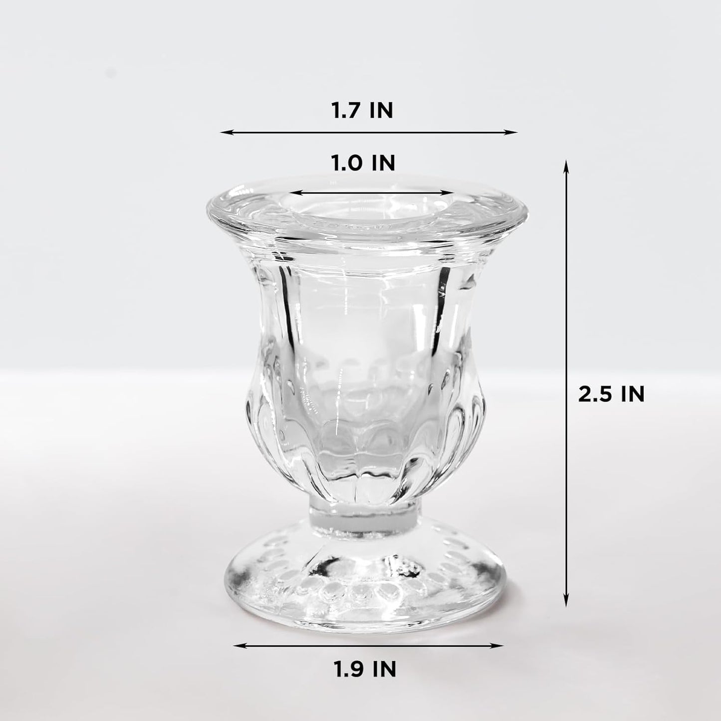 Glass Candle Holders Set of 24- Clear Candlestick Holders & Taper Candle Holders for Wedding Centerpiece Table Decorations, Valentines Day Decor, Party and Romantic Dinner