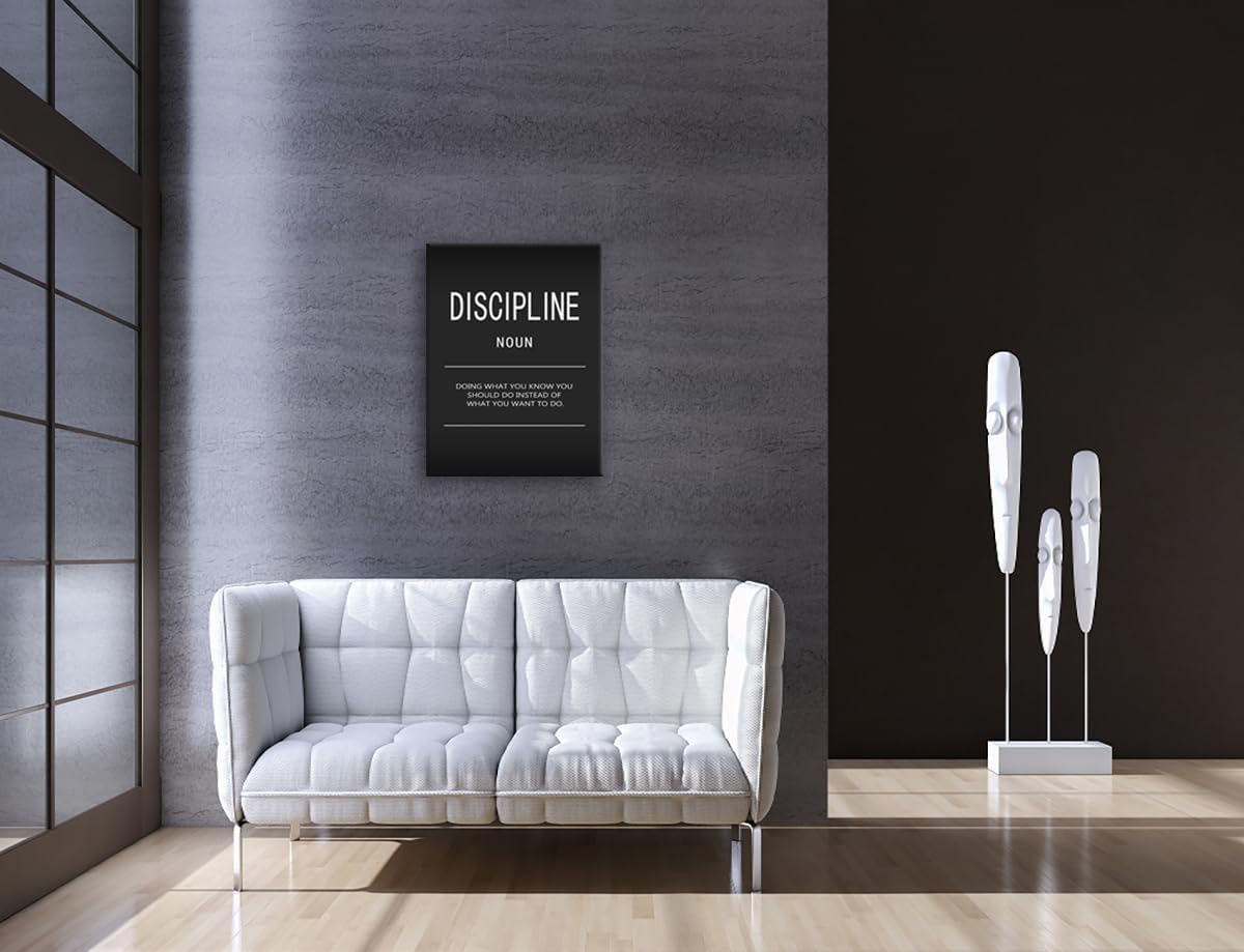 Discipline Noun Motivational Canvas Wall Art Office Decor Inspirational Painting Pictures Inspire Entrepreneur Quote Posters Prints Artwork Home Decor Living Room Framed Ready to Hang[30" W X 40" H]