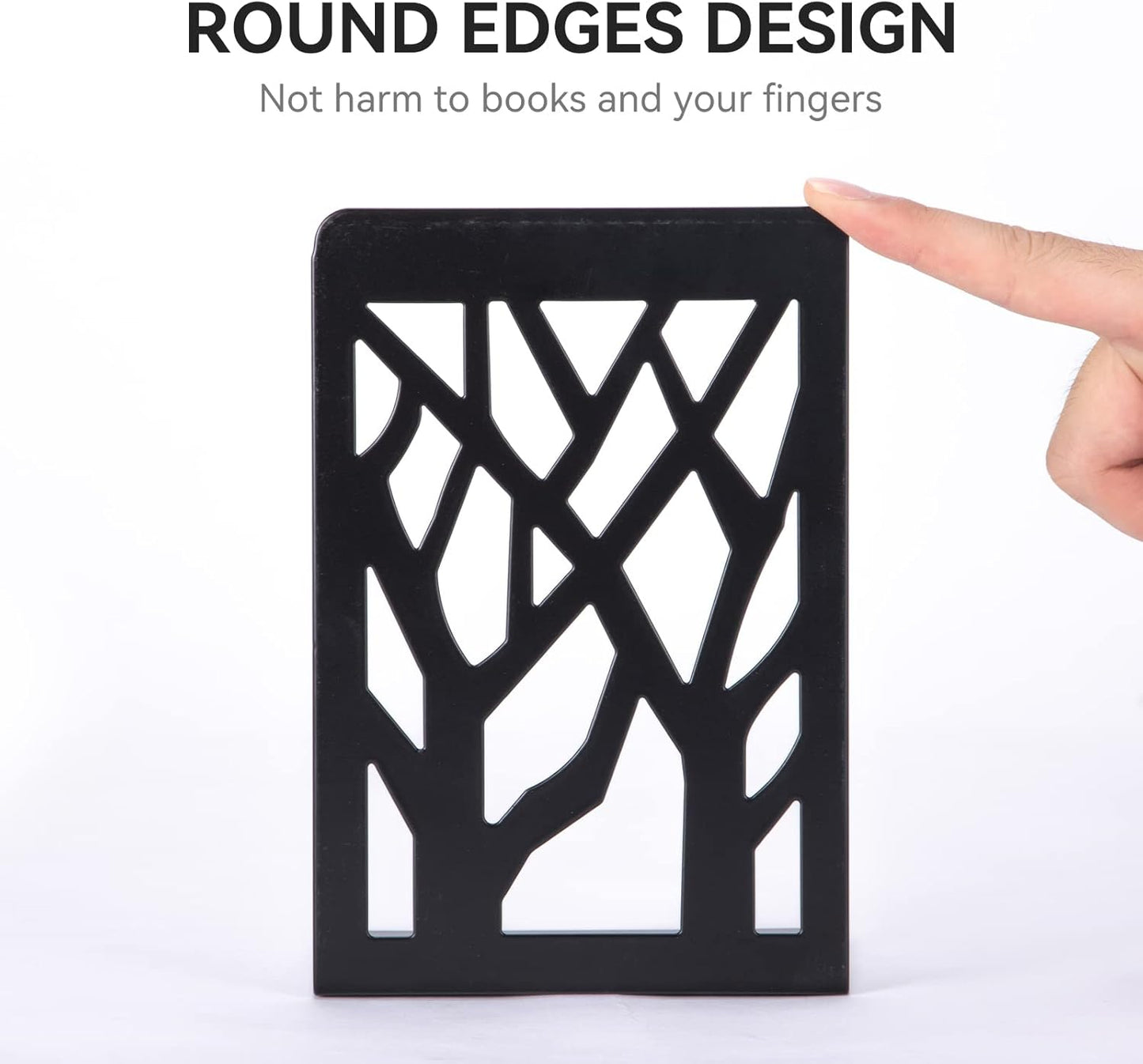 Book Ends, Bookends, Bookends for Shelves, Bookend, Book Ends for Heavy Books, Black Metal Book Shelf Holder Home Decorative, Book Stoppers for Shelves 2 Pair