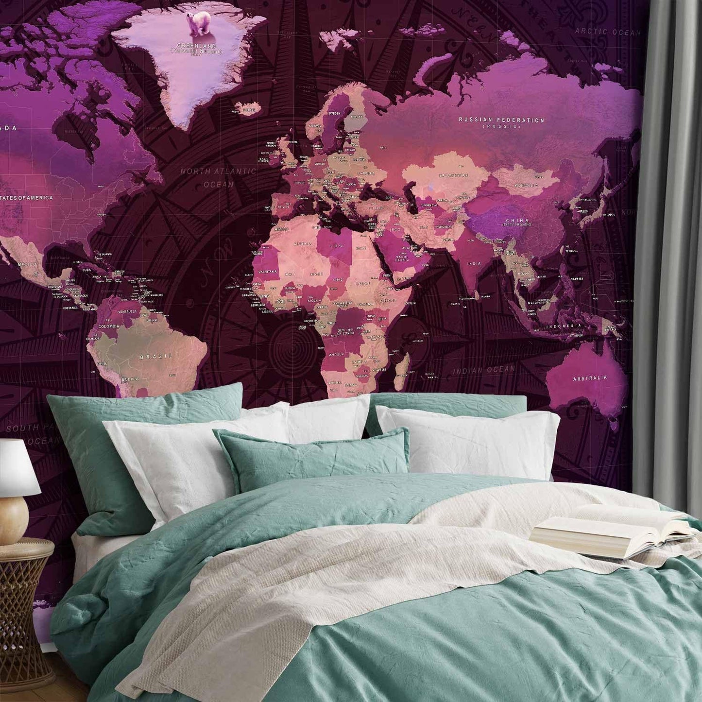 artgeist Wall Mural World Map 116x83 in - XXL Peel and Stick Self-Adhesive Wallpaper Removable Large Sticker Foil Wall Decor Print Picture Image Design Map of The World k-A-0273-a-a