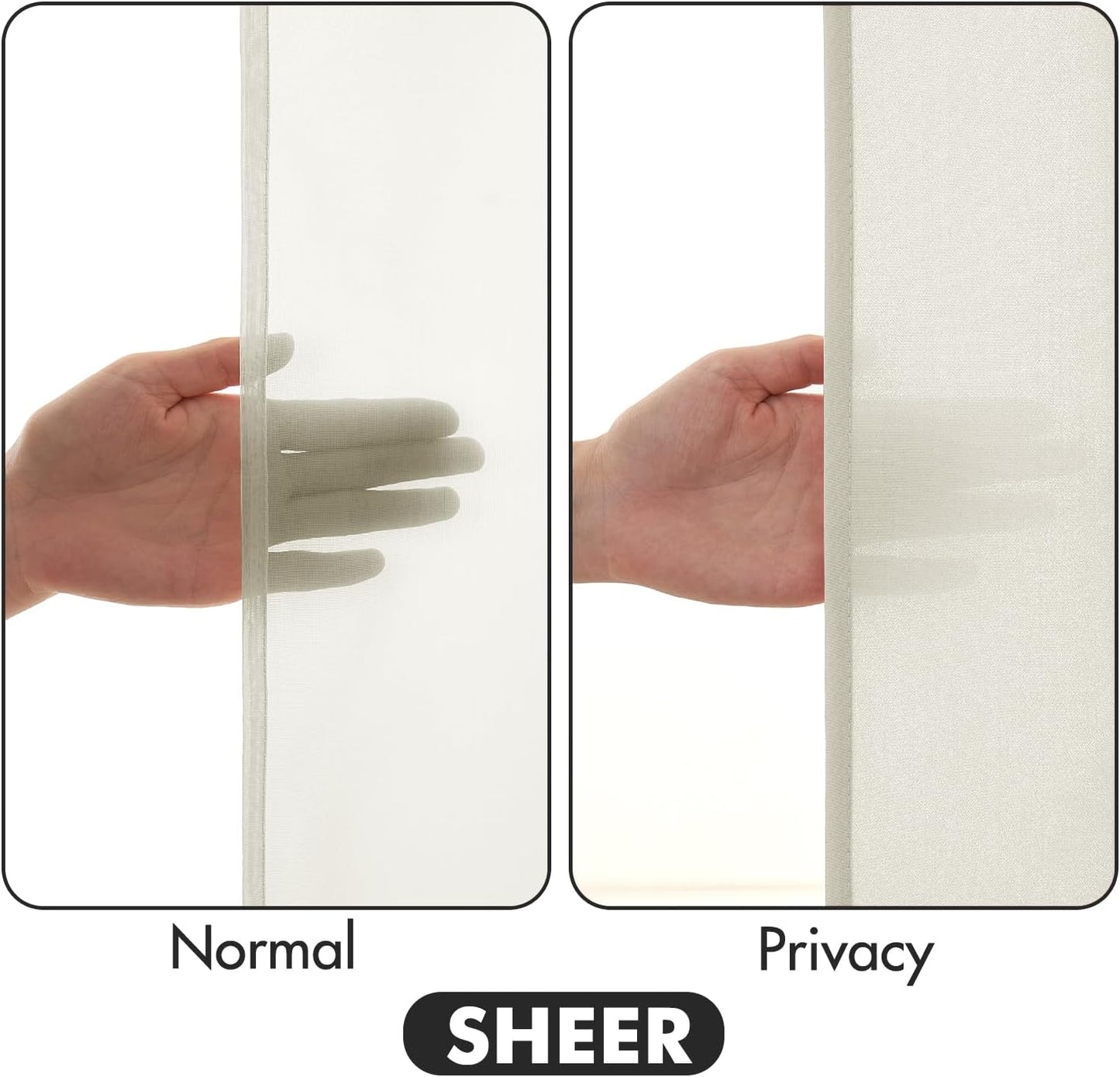 MIULEE Ivory Privacy Sheer Curtains That Let Light in 72 Inches Long Non-See-Through Semi Sheer Curtain Light Filtering Window Curtains Drapes for Living Room Bedroom 2 Panels Set 42 X 72