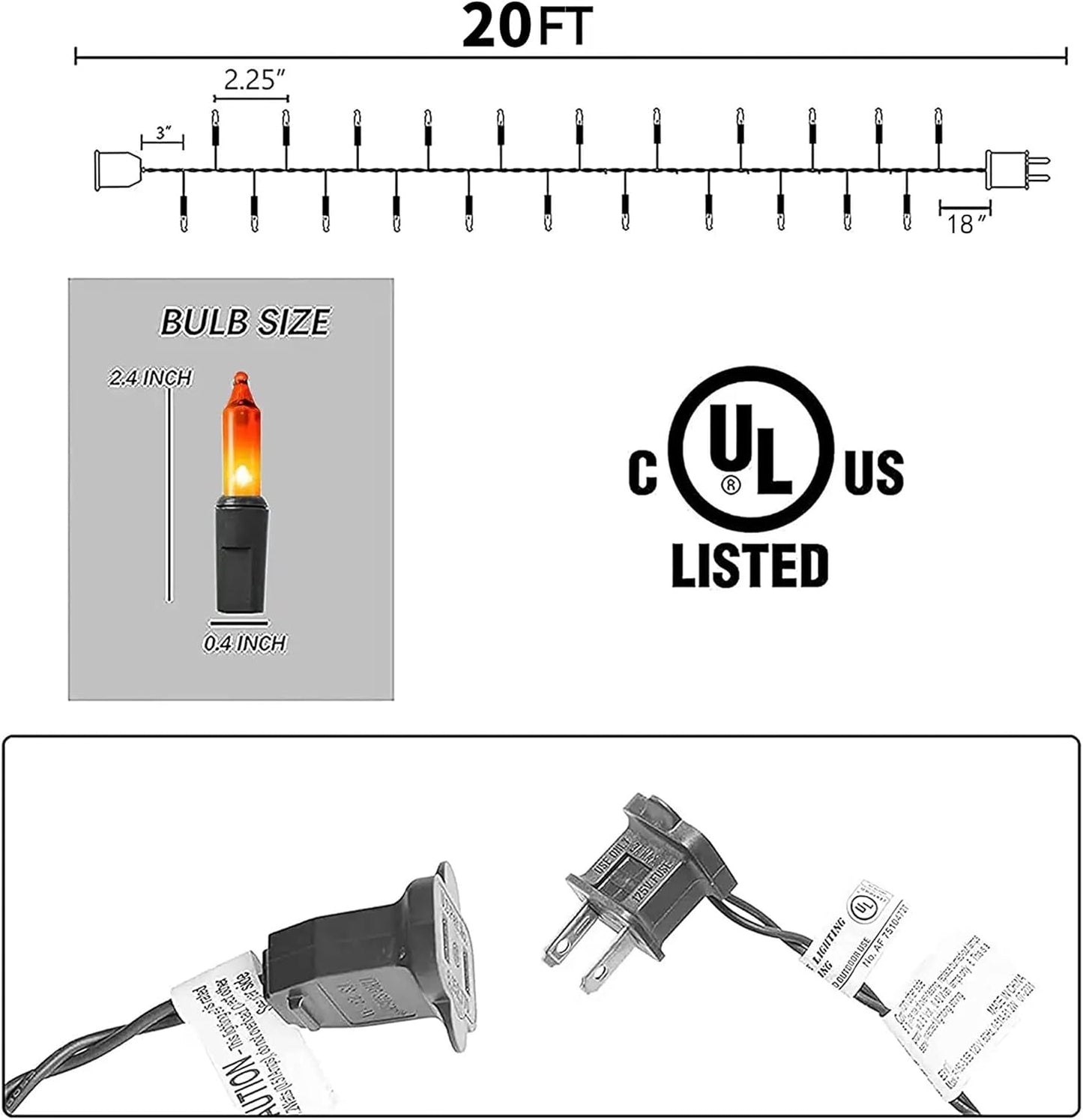 Dazzle Bright Orange Halloween Lights, 40FT 200 Count Mini String Lights, Waterproof Halloween Decorations for Outdoor Indoor Patio Home Party Garden Yard Decor