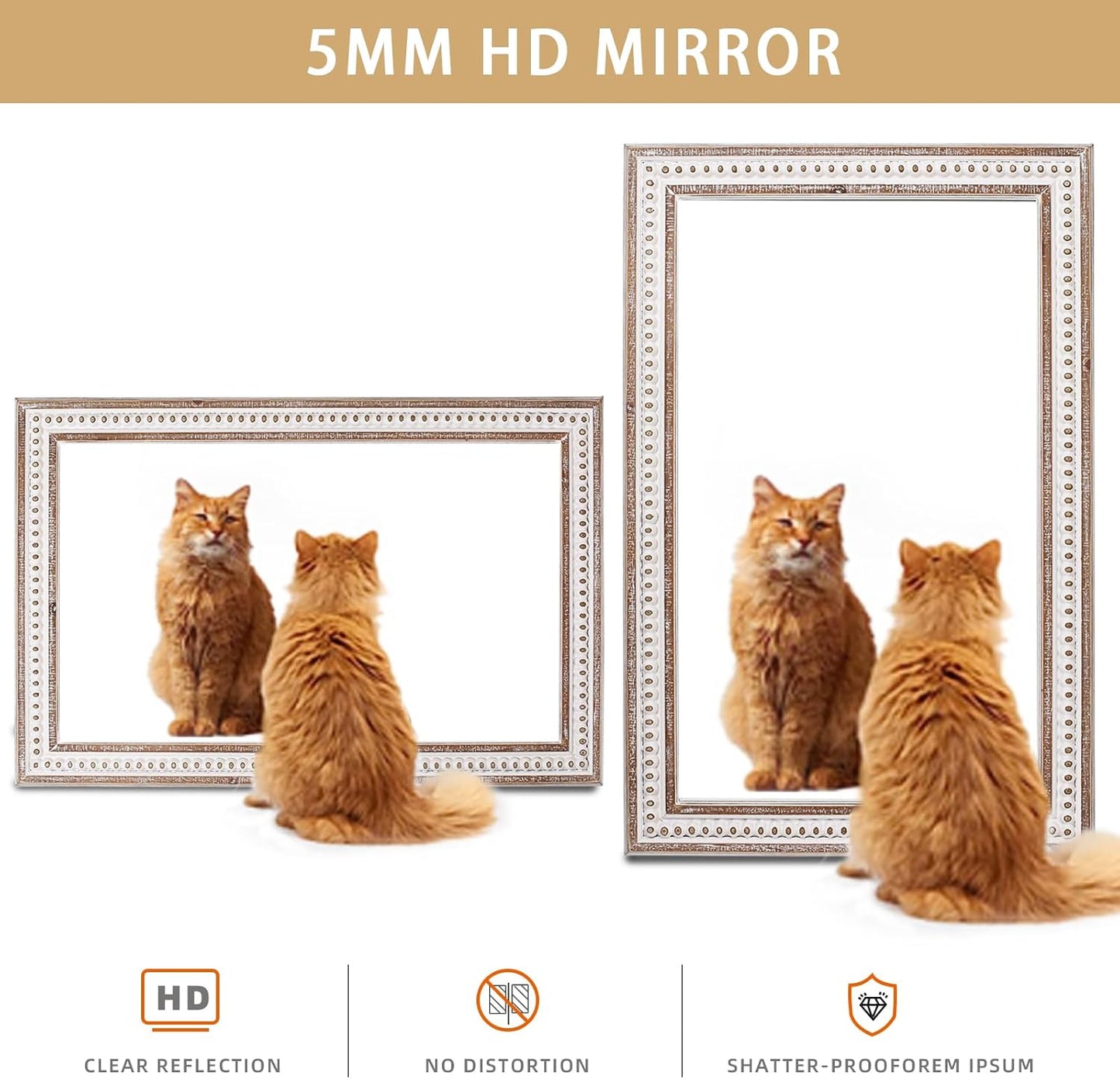 35x23'' Boho Wooden Rectangle Wall Mirror, Rustic Farmhouse Rectangular Mirrors for Bathroom, Bedroom, Living Room, Entryway Decorative - Vertical or Horizontal Hanging