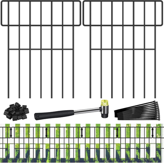 Decoration Garden Fence 16.5in x 10ft, 10 Pack Rustproof Metal Animal Barrier Fence, Arched Flower Bed Edge Decorative Rabbit (10 Panels - 17 in(H) X 10.8 ft(L))