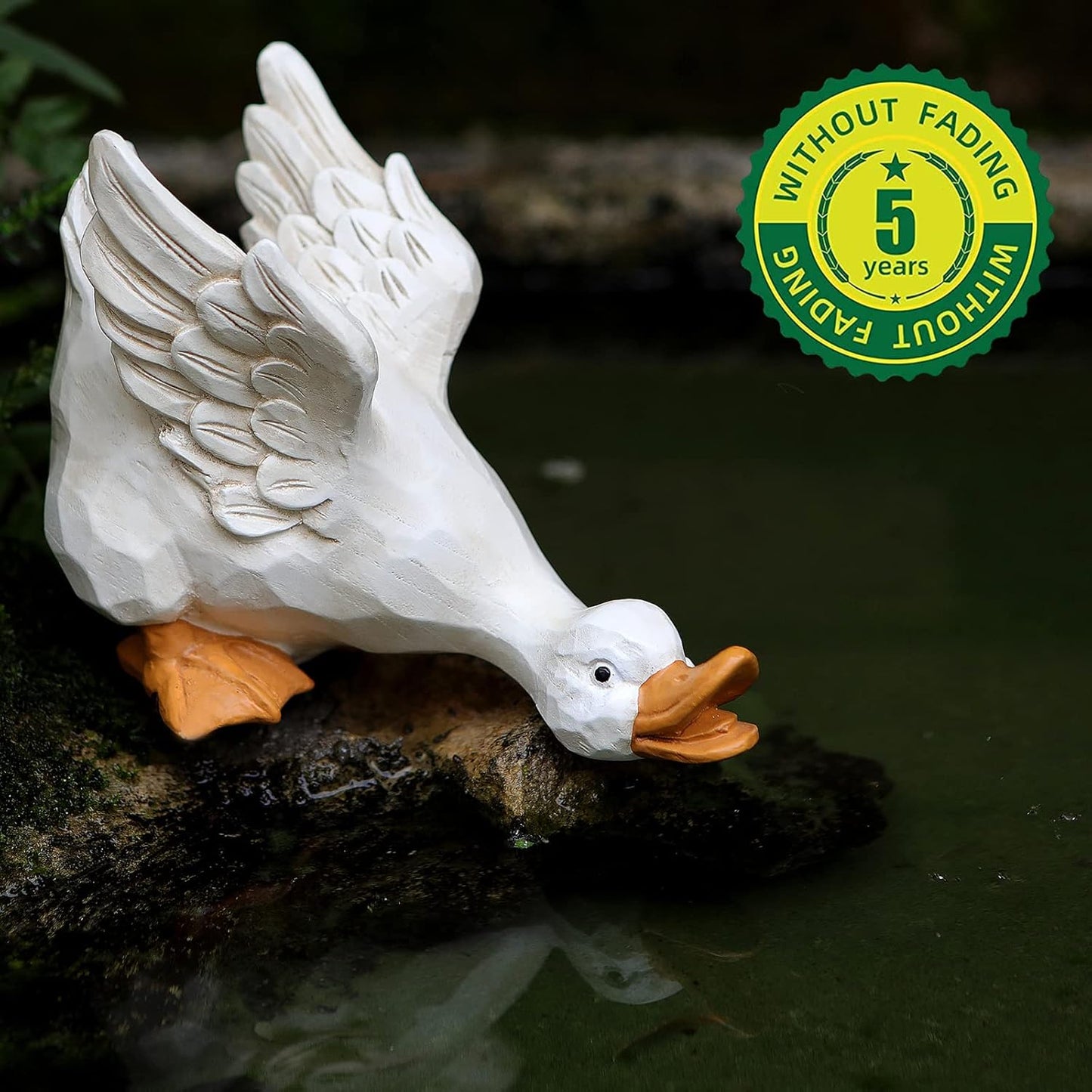 Duck Yard Decorations Outdoor Ornaments Set of 3, Resin Goose Sculpture Statue Front Porch Garden Decor for Outside Imitation Wood Carving, Funny Animal Decorations Fairy Craft Yart Art Decor