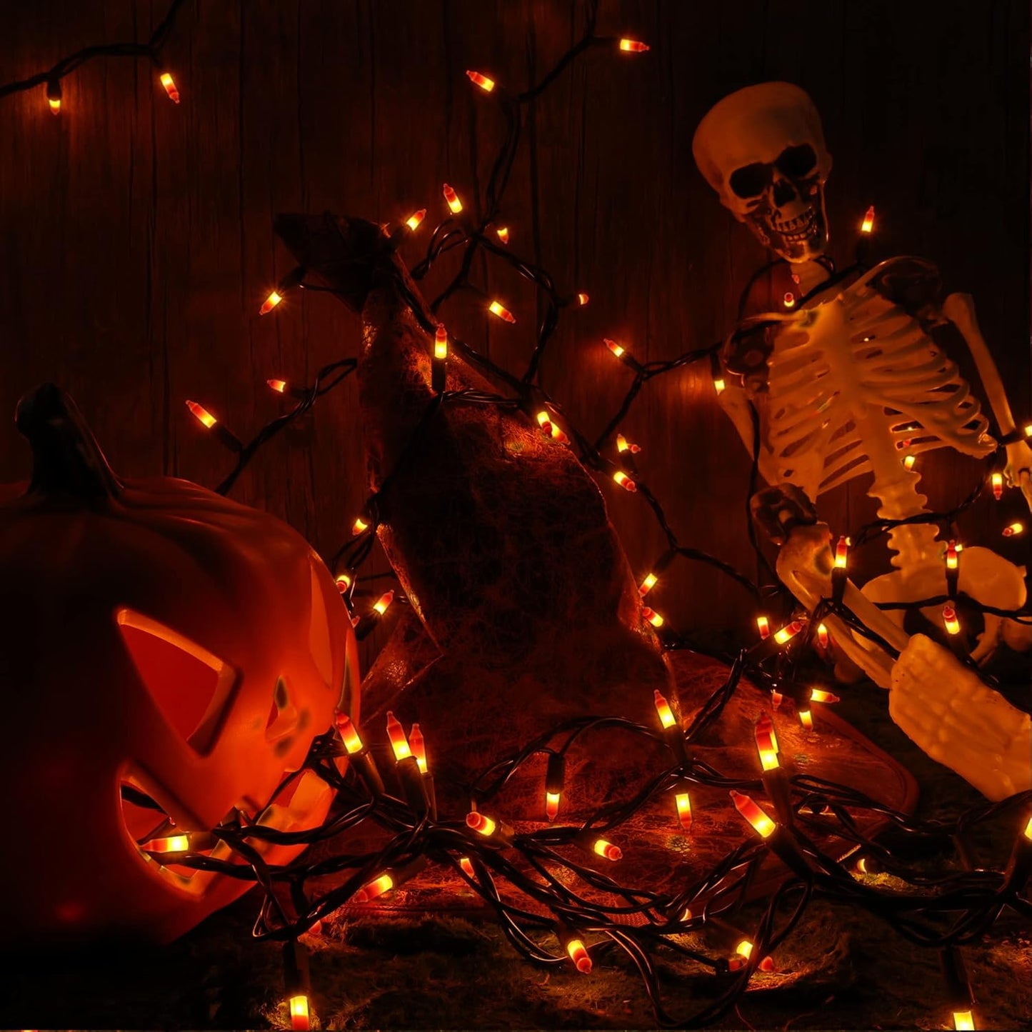 ODEETRONIC Candy Corn Halloween Lights, 21.63ft 100 Count Incandescent Lights Connectable Set, 120V UL Certified Orange & Yellow Halloween Light, Mini String Light Waterproof for Home Party Tree Decor