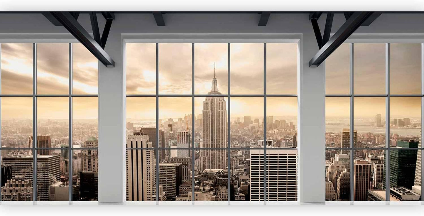 artgeist Wall Mural Peel and Stick New York City 212x98 in - XXL Self-Adhesive Corner Wallpaper Removable Large Sticker Foil Angle Wallpaper Wall Decor Print Window View Skyline Panorama c-A-0074-a-e
