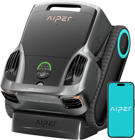 Aiper Scuba X1 Pro Max Pool Cleaning Robot, Pool Mapping, Adaptive Path, 8500 GPH Power, Double Filtration, Smart Surface Parking, Pool Vacuum for All Inground Pools