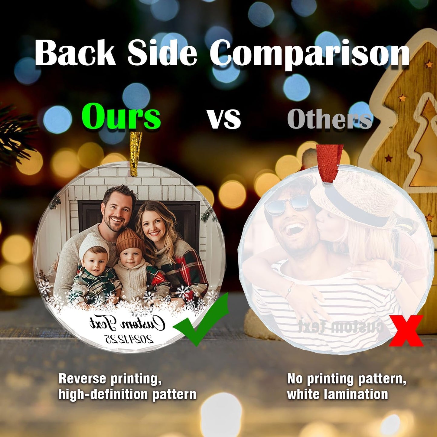 Personalized Photo Text Ornaments, Custom Ornaments for Family Couple Friend Children, Personalized Decorative Hanging Glass Decor, Custom Gifts for Person/Pet, Festival Birthday Gifts