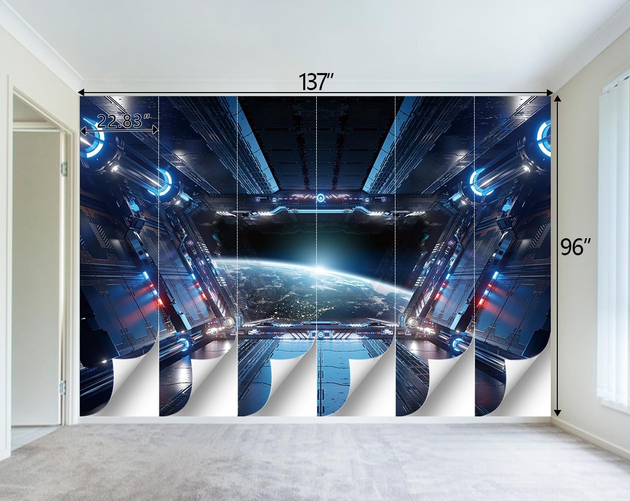 3D Spacecraft Space Wallpaper Bedroom Technology Spaceship Space Capsule murals Office Decor Living Room tv Background Large Wall Mural - 137"x96"（Not Peel and Stick）