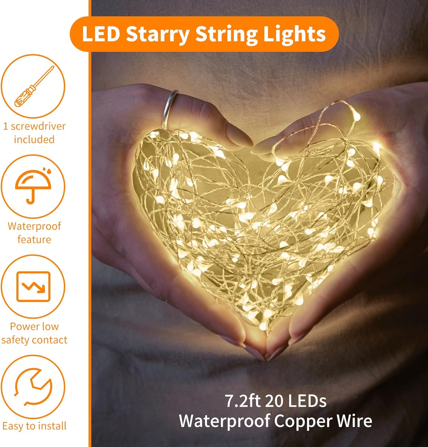 TingMiao 6 Pack Fairy Lights Battery Operated 7.2 ft 20 LED Mini String Lights Waterproof Silvery Copper Wire Firefly Starry Lights for Wedding Bedroom Party Christmas Decor(Warm White)