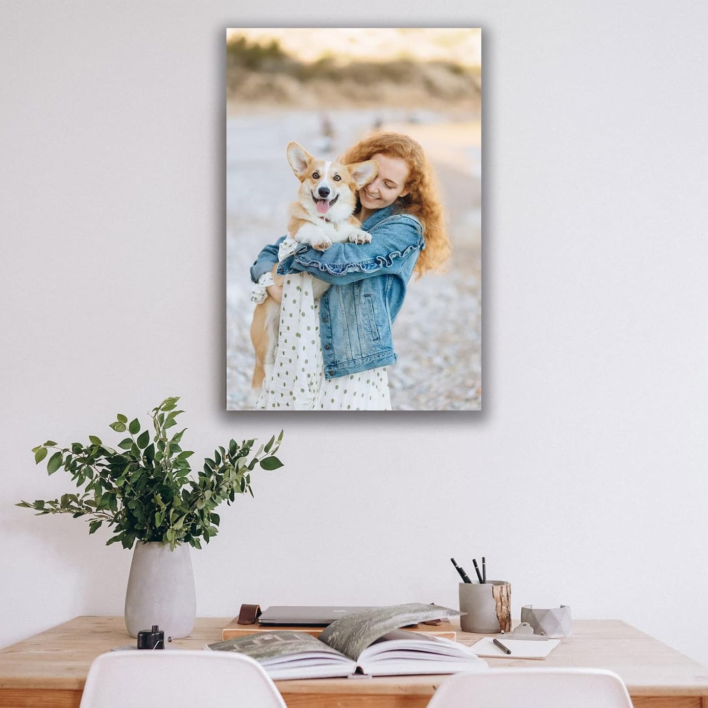 Custom Canvas Prints with Your Photos (16x20, Framed Canvas) Custom Wall Art Personalized Canvas Pictures for Pet/Family Gifts for Mom/Men/Women