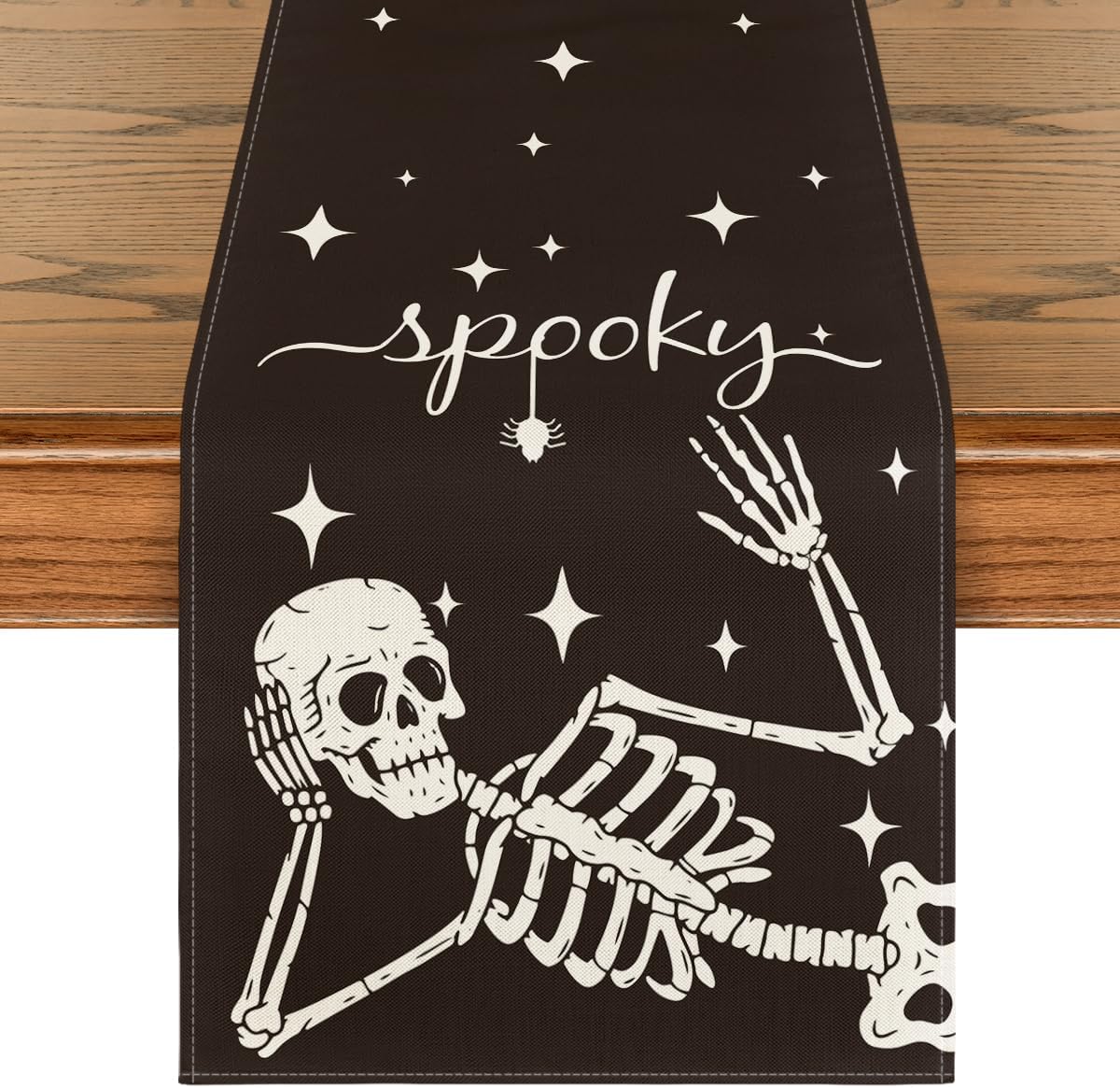 Artoid Mode Spooky Skeleton Spider Bone Halloween Table Runner, Holiday Kitchen Dining Table Decoration for Home Party Decor 13 x 72 Inch
