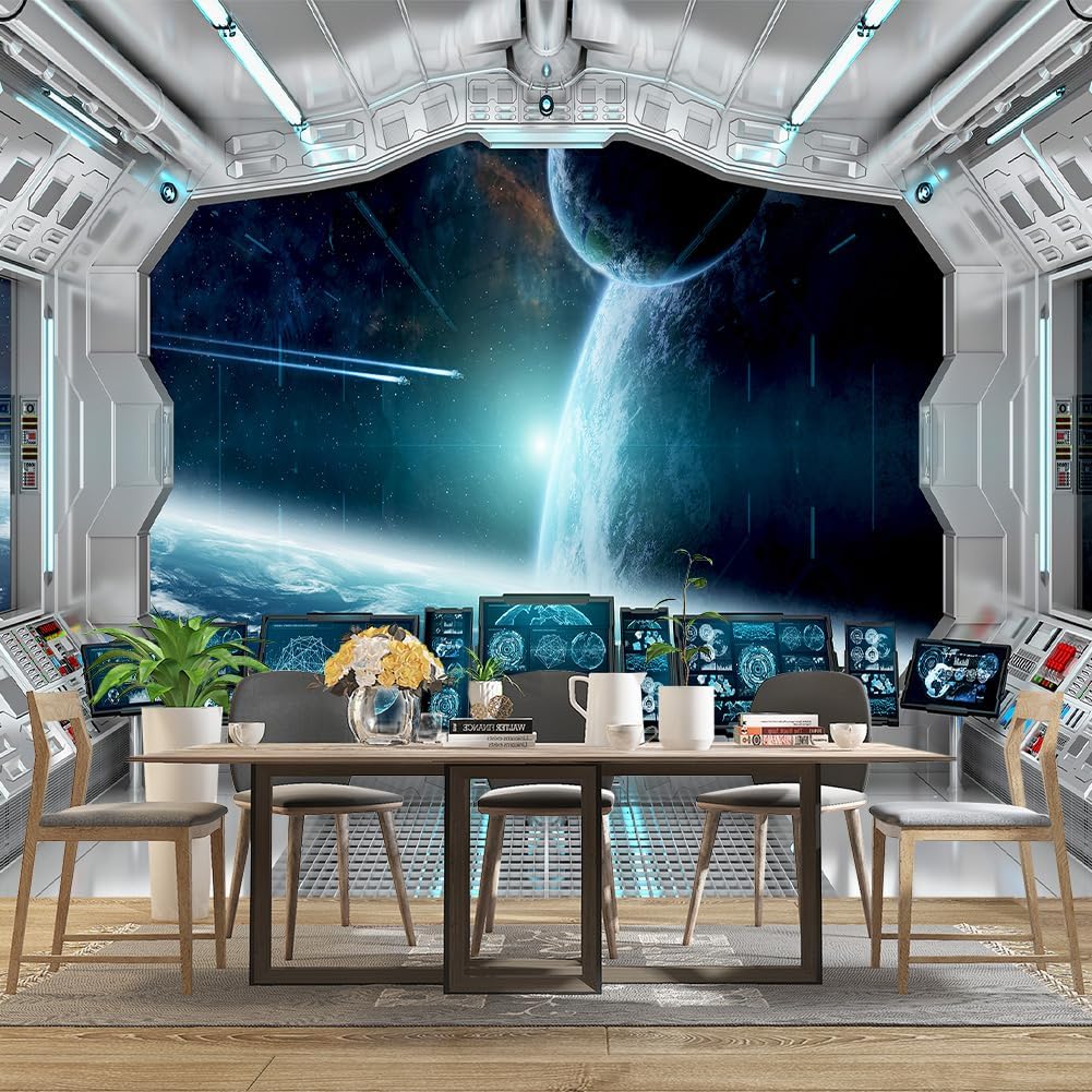 Galaxy Spaceship Bathroom wallpeper Living Room Bedroom Ceiling Wall Mural - 137"x96" (Not Peel and Stick)