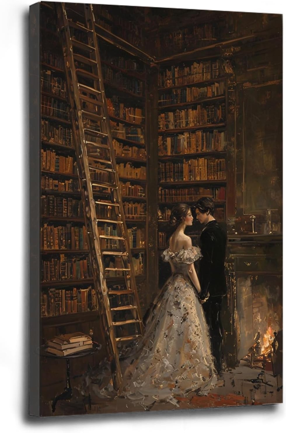 Gothic retro library scene decoration melancholy calm art college style wall aesthetic antique style home decoration suitable for bedroom living room28x40in Wood Framed