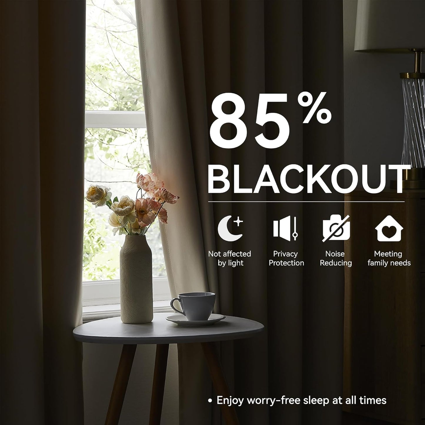 KangBang Soft Cream 95 Inch Blackout Curtains 2 Panels Set, Extra Wide Pinch Pleated Room Darkening Elegant Privacy Curtains & Drapes for Sliding Patio Door with Hooks Track System,60x95 Inch