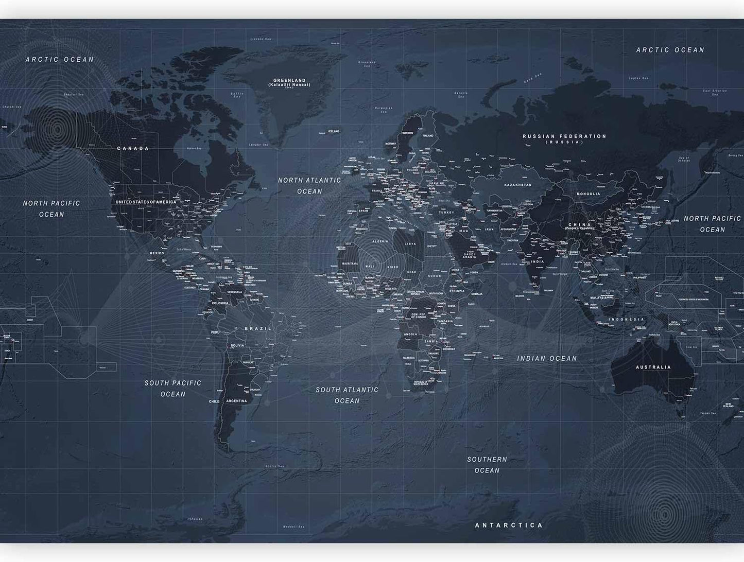 artgeist Premium Wall Mural World Map 118x83 in - XXL Non-Woven Wallpaper Fleece Wall Decor Photo Print Picture Image Design Home Map of The World k-A-0123-a-a