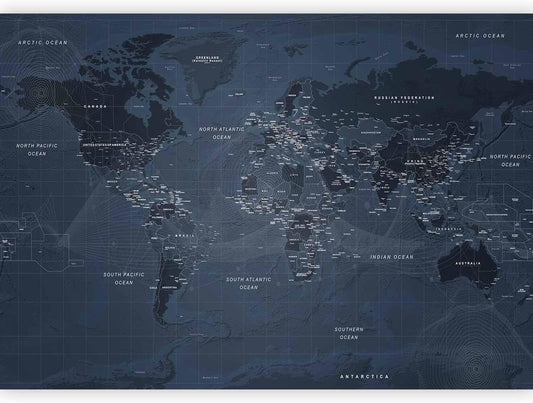 artgeist Premium Wall Mural World Map 177x124 in - XXL Non-Woven Wallpaper Fleece Wall Decor Photo Print Picture Image Design Home Map of The World k-A-0123-a-a