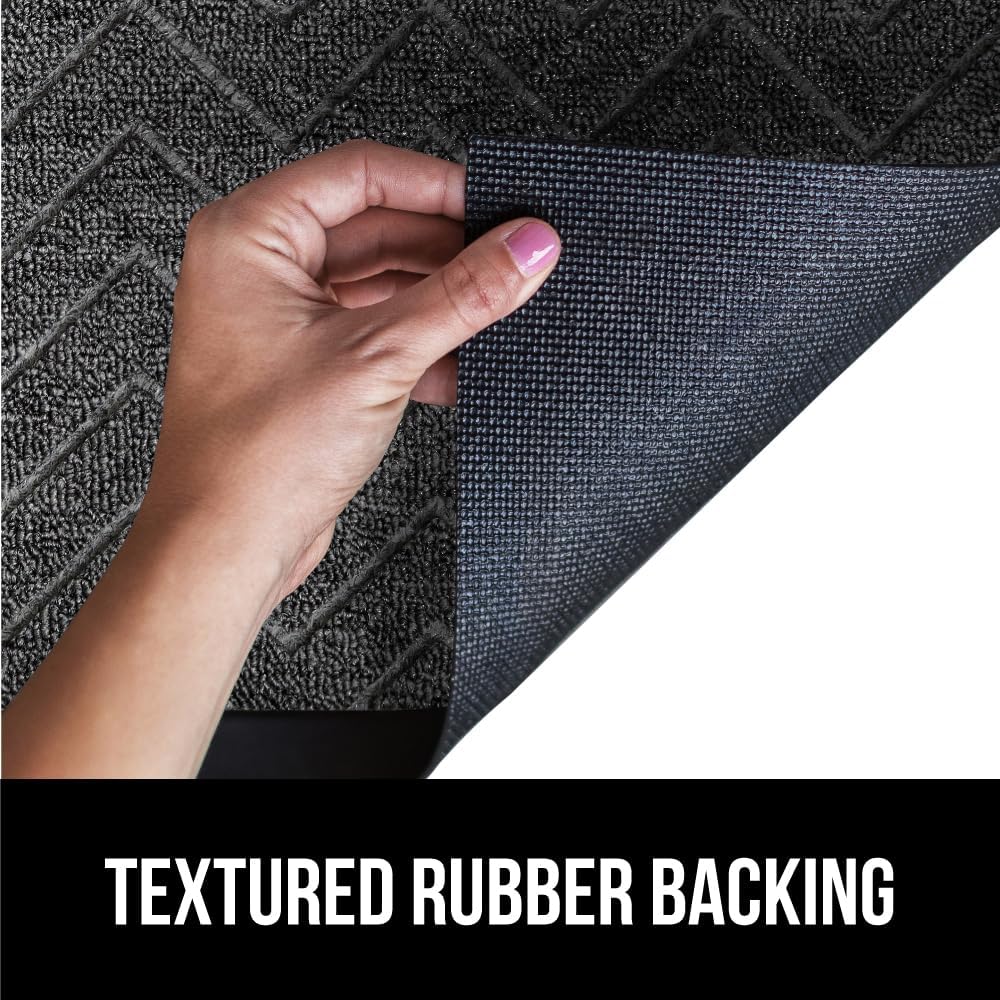 GORILLA GRIP 100% Waterproof All-Season WeatherMax Doormat, 60x24, US Designed Natural Rubber, Stain and Fade Resistant, Low Profile Indoor Outdoor Door Mats, Easy Clean Patio Mat, Steel Chevron