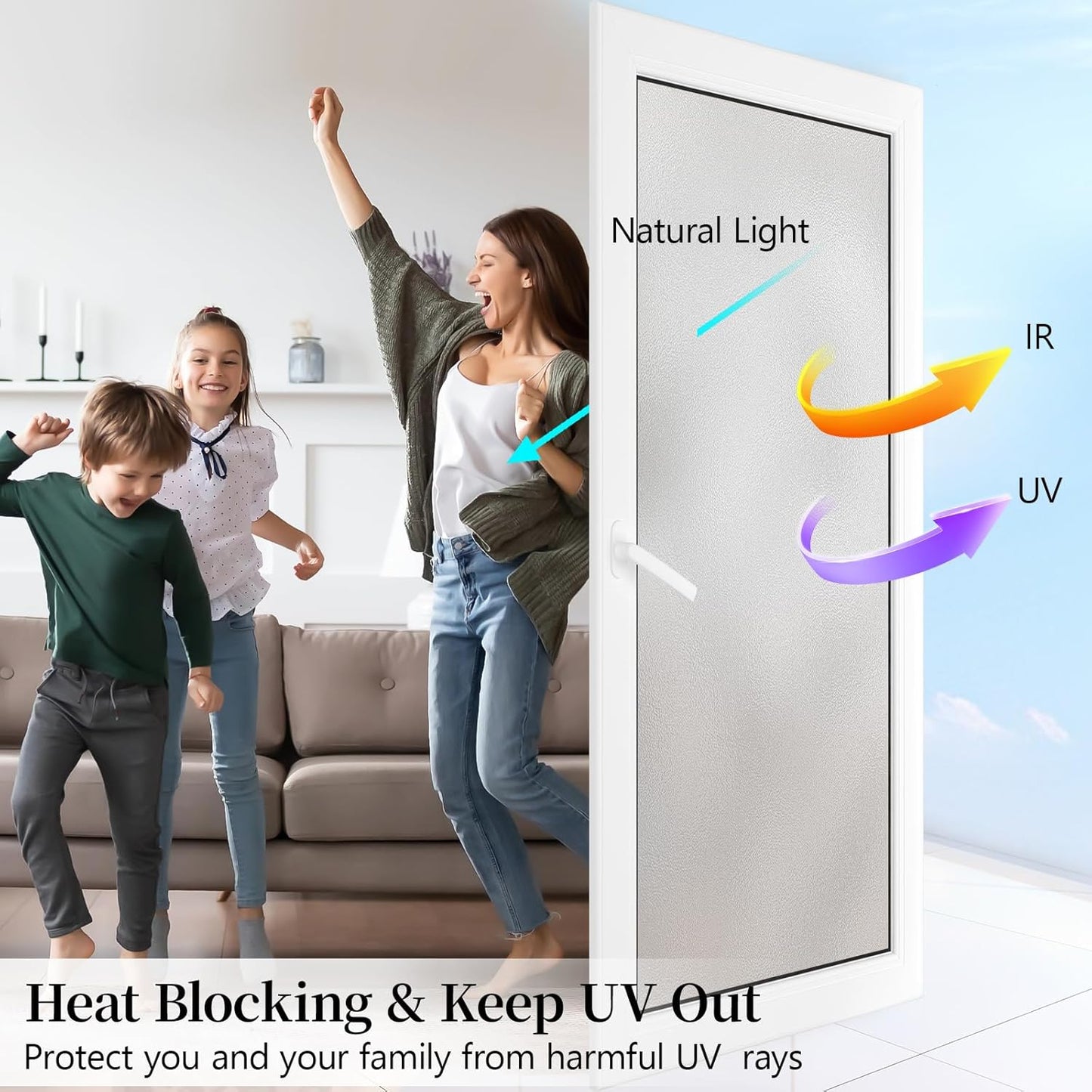 Niviy Frosted Glass Window Film Opaque Window Cling Privacy Film Non Adhesive Glass Door Shower Window Covering for Bathroom Home Office, 11.8" x 78.7"