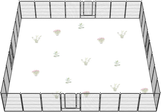 FXW Garden Fence Outdoor for The Yard – 40in(H) x 72.0ft(L) Heavy Duty Metal Animal Barrier for Dog and Rabbit, Decorative Dog Fence, 32 Panels, Black