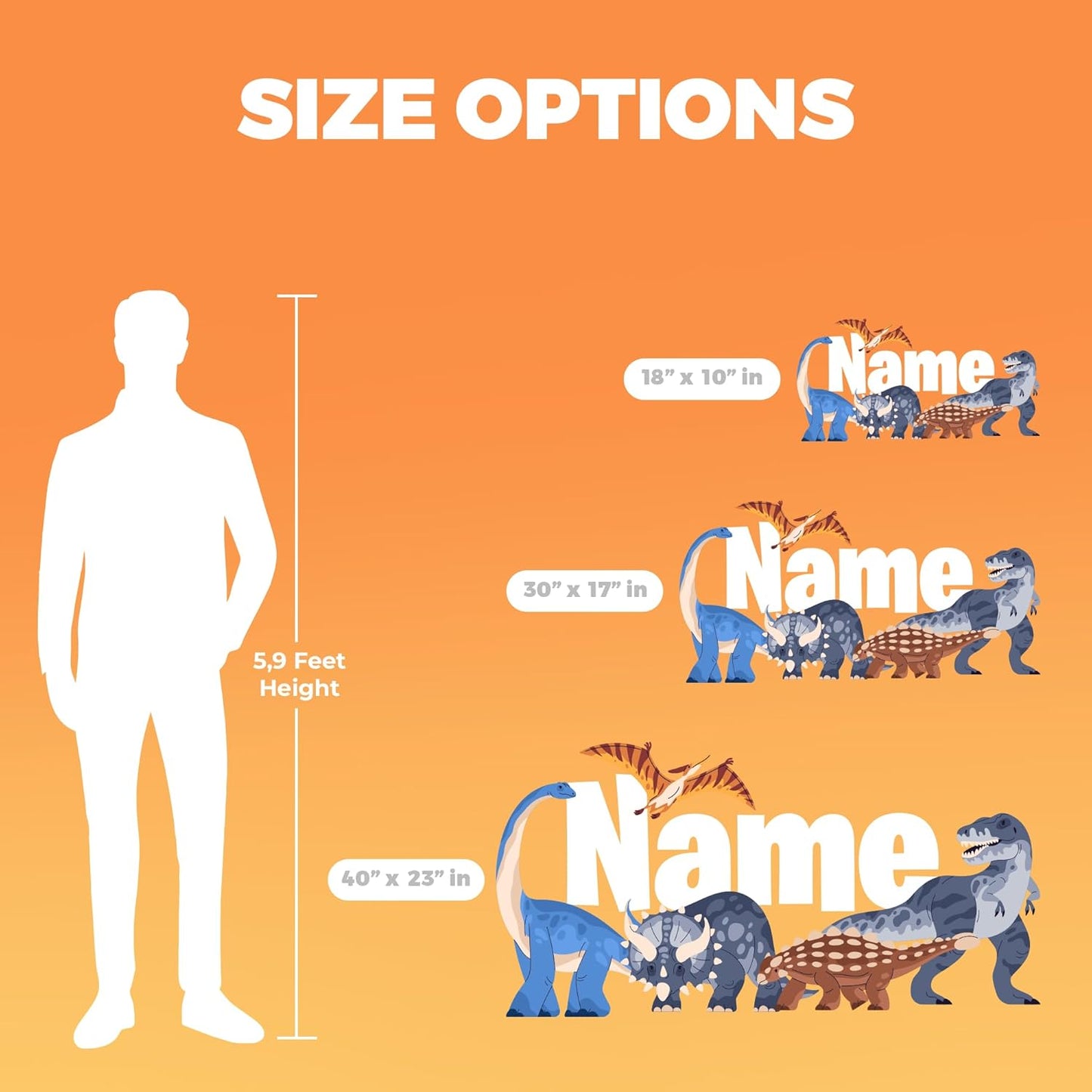 CRYPTONITE Custom Stickers Name for Dinosaur Decorations I Dinosaur Room Decor for Boys I Custom Vinyl Stickers for Dinosaur Wall Decor I Name Wall Decal for Bedroom Decor I Multiple Size Options