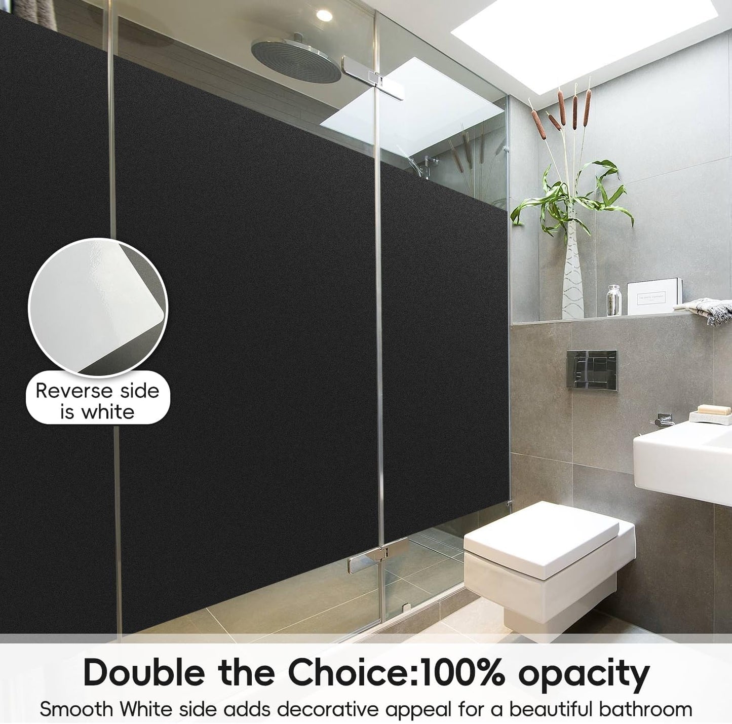 DUOFIRE Blackout Window Film Sun Blocking White Black Window Privacy Film Non Adhesive Static Cling Removable Windows Tint Anti -Glare Day Sleep Windows Tinting Films for Home, Office (23.6x118in)