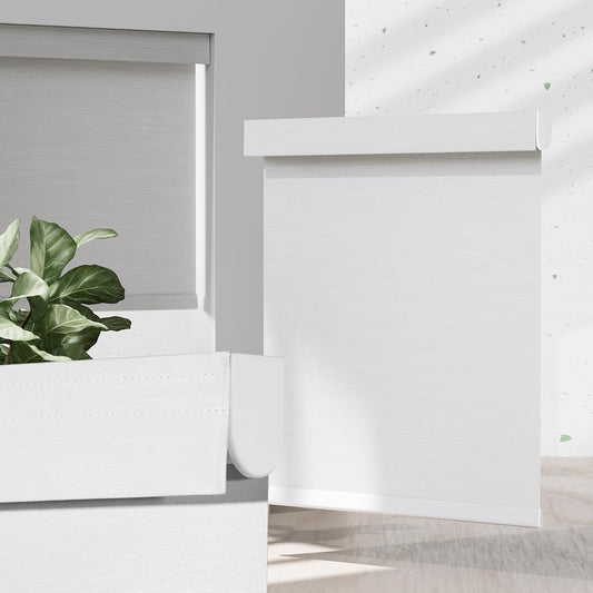 Blackout Roller Shades for Indoor Windows, Cordless Jacquard Fabric-Matched Roller Blinds, Easy to Install Privacy UV Protection Roll Up Blinds for Home Office, Pure White, 22" W x 72" H