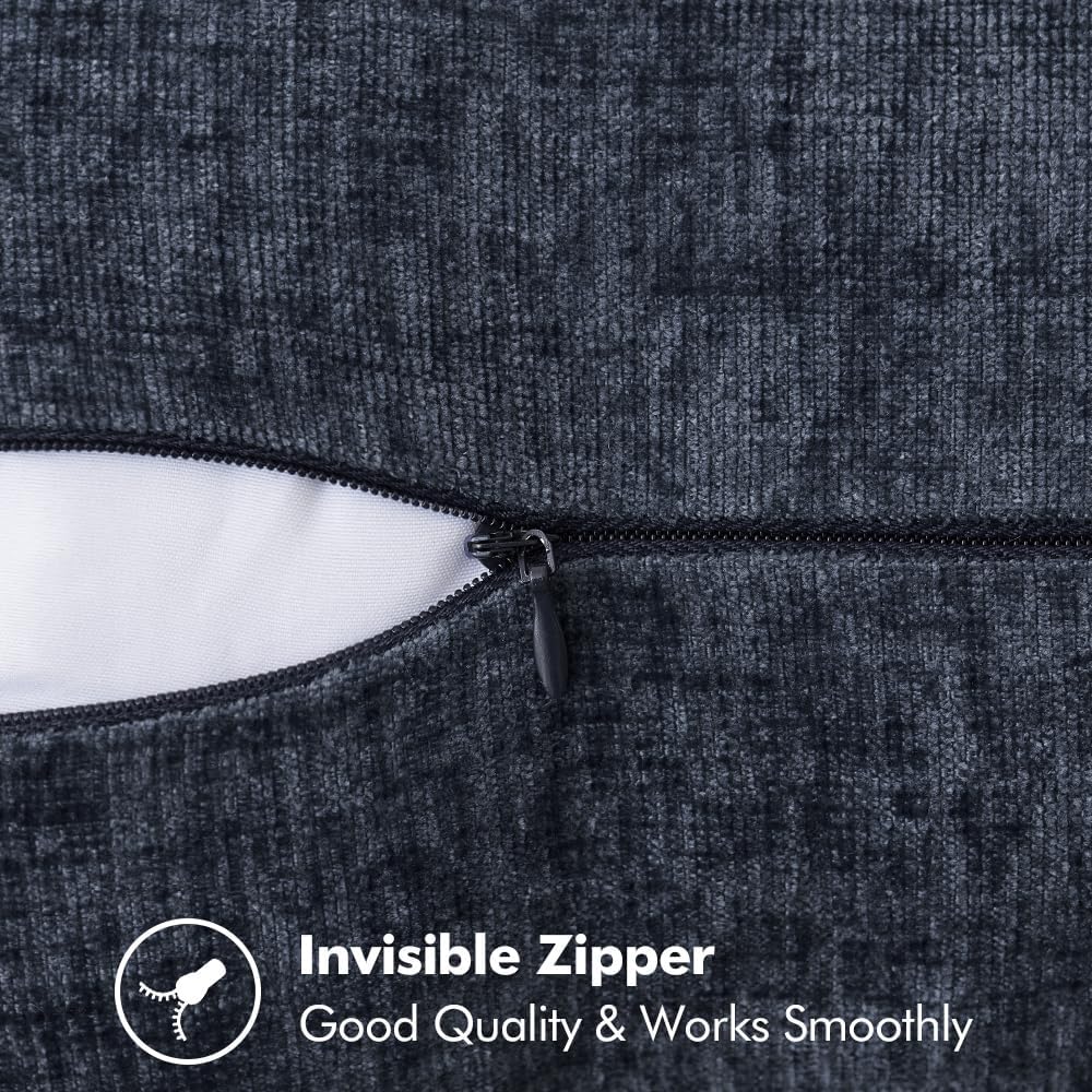 MIULEE Pack of 2 Couch Throw Pillow Covers 18x18 Inch Dark Blue Farmhouse Decorative Pillow Covers with Stitched Edge Soft Chenille Solid Dyed Spring Pillow Covers for Sofa Bed Living Room