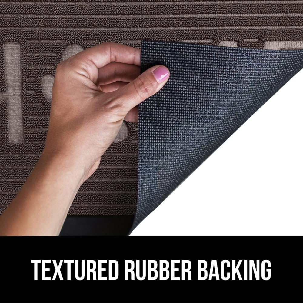 GORILLA GRIP 100% Waterproof All-Season WeatherMax Doormat 35x23, US Designed Natural Rubber, Stain and Fade Resistant, Low Profile Indoor Outdoor Door Mats, Easy Clean Patio Mat, Espresso Home Paw