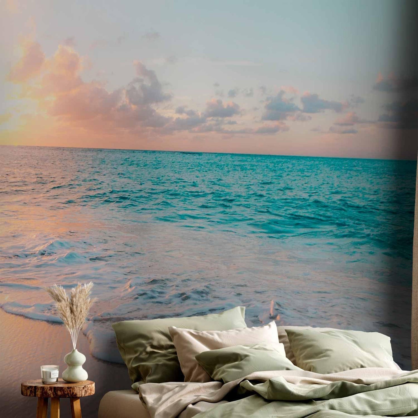 artgeist Premium Wall Mural Nature 216x98 in - Non-Woven Photo Wallpaper Art Print Fleece Wall Mural Decoration Beach Waves Sunset Island Clouds c-B-10180-a-a