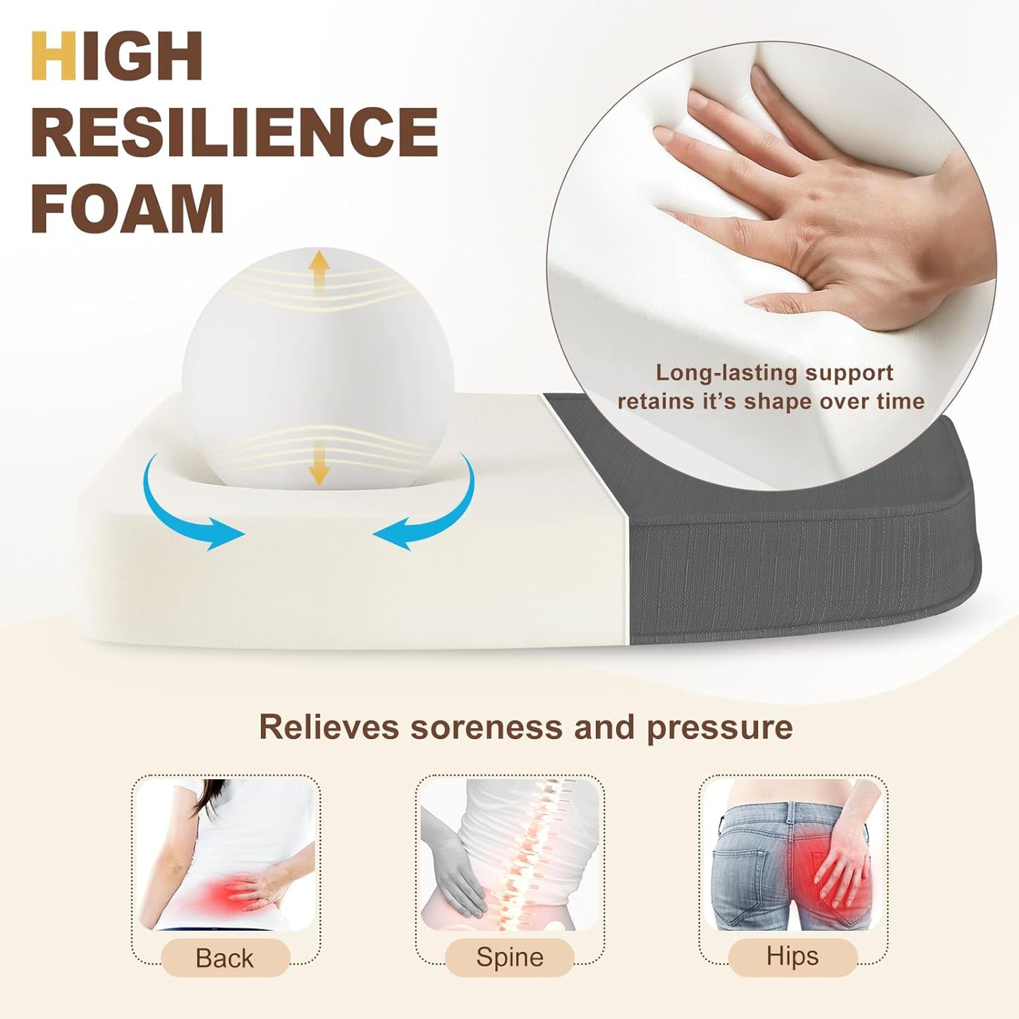 downluxe Chair Cushions for Dining Chairs, Waterproof Kitchen Chair Pads, Non-Slip Dining Seat Cushion with Ties, 17" x 16" x 2.5", Dark Grey, 4 Pack