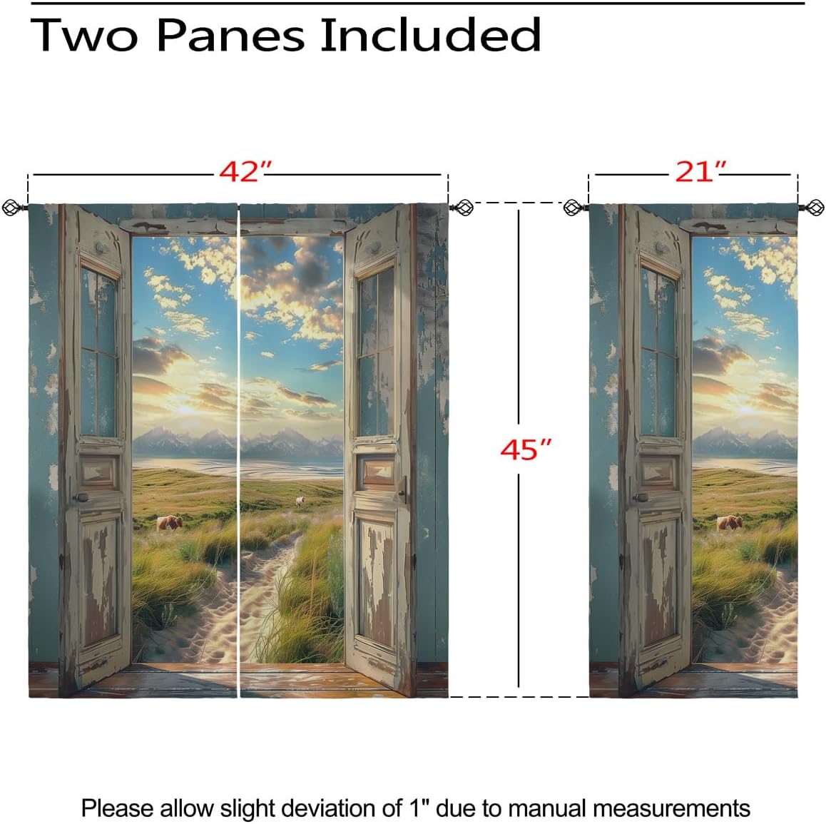 Landscape Blackout Curtains for Girls Boys Home Decor, Cow Sunset Grassland Mountain Natural Scenery Grommet Thermal Insulated Drapes Darkening Window Curtain for Bedroom Living Room, 42 x 45 Inch