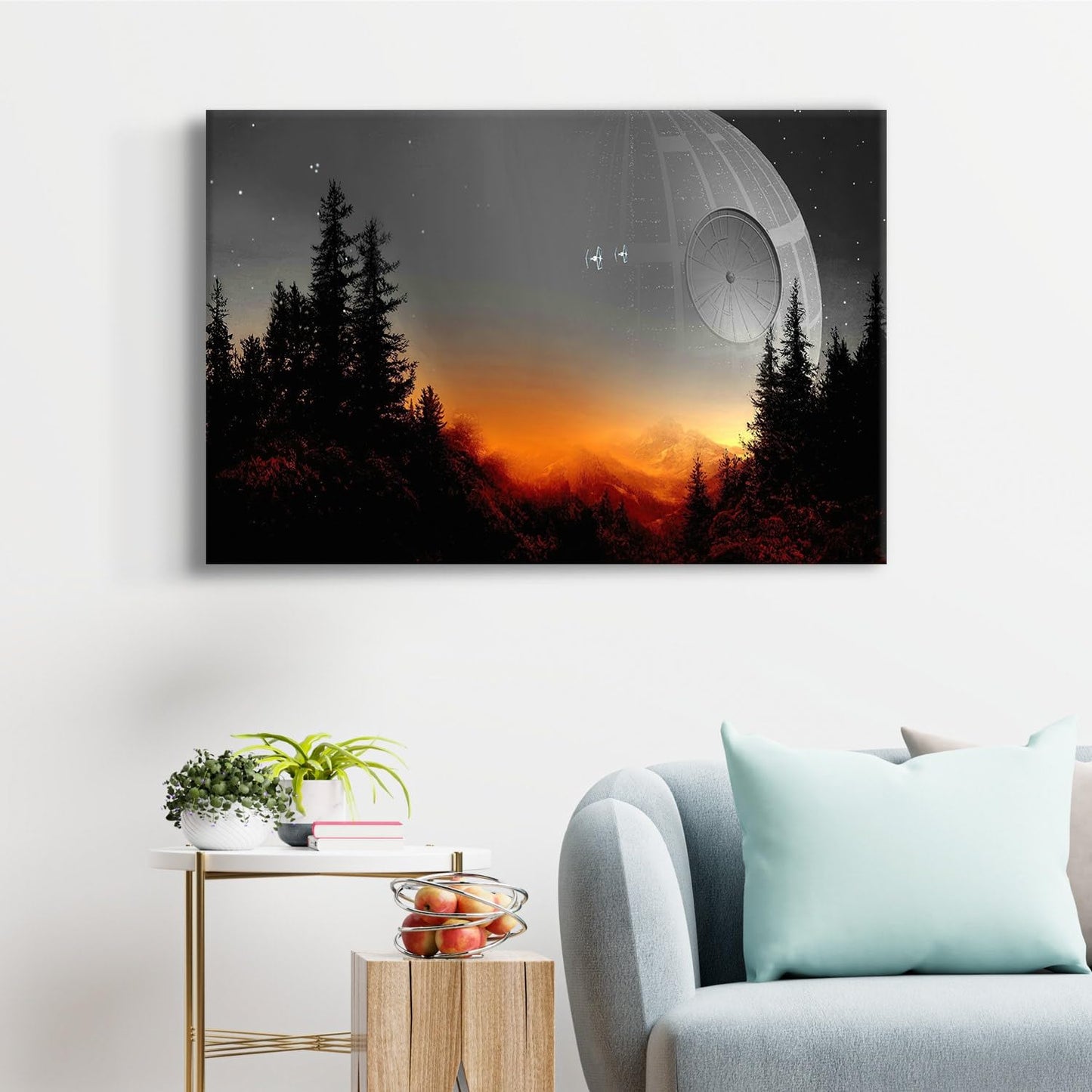 Death Star Inspired Canvas Print Wall Art | Futuristic Space Station Artwork | Smooth Surface Home Decor – Various Sizes