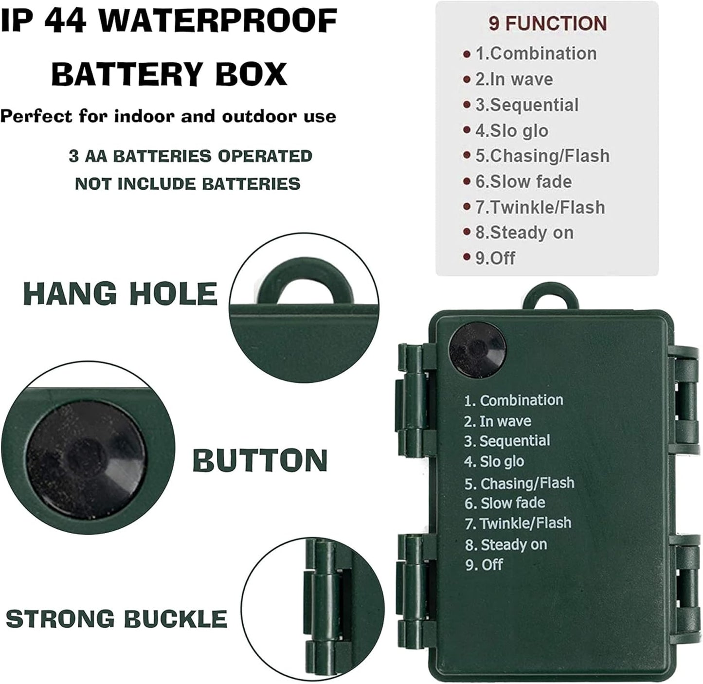 Dazzle Bright 50 LED Batter Operated Christmas Lights, 16 FT Waterproof Mini String Lights with 8 Modes for Xmas Indoor Outdoor Yard Garden Holiday Wedding Decorations (Multi Colored)