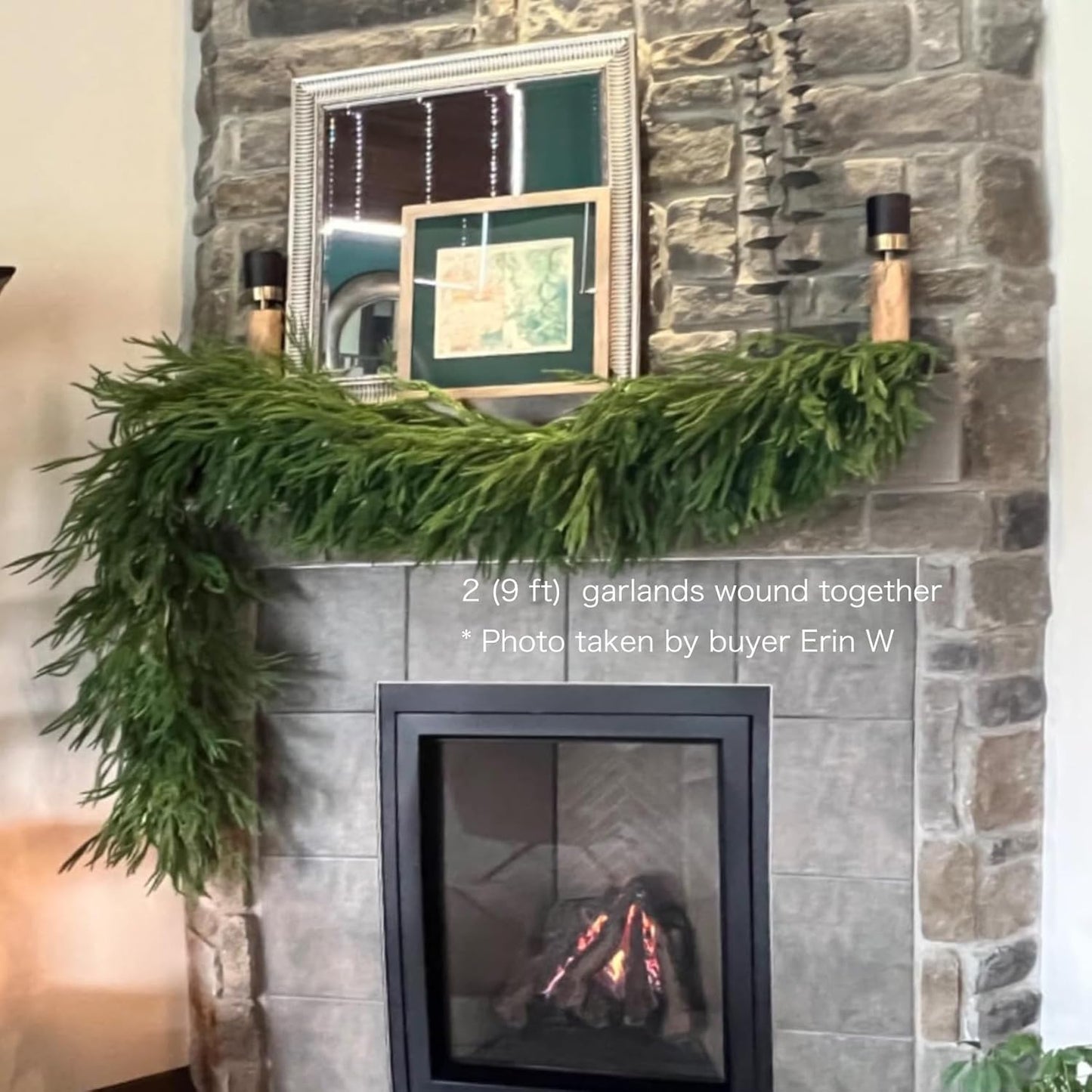 9FT Christmas Garlands Norfolk Pine Garland Real Touch Artificial Faux Greenery Garland for Holiday Indoor Outdoor Decor