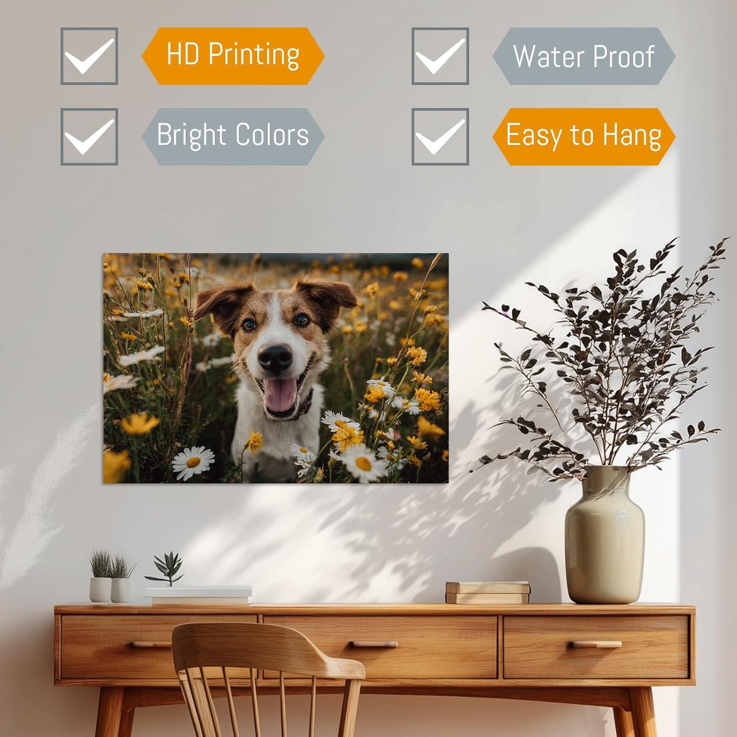 Custom Canvas Wall Art with Photo, Personalized Portrait Frame with Wedding Baby Pet Family Picture, Custom Poster for Living Room Wall, Personalized Picture Gifts for Anniversary Multiple Sizes