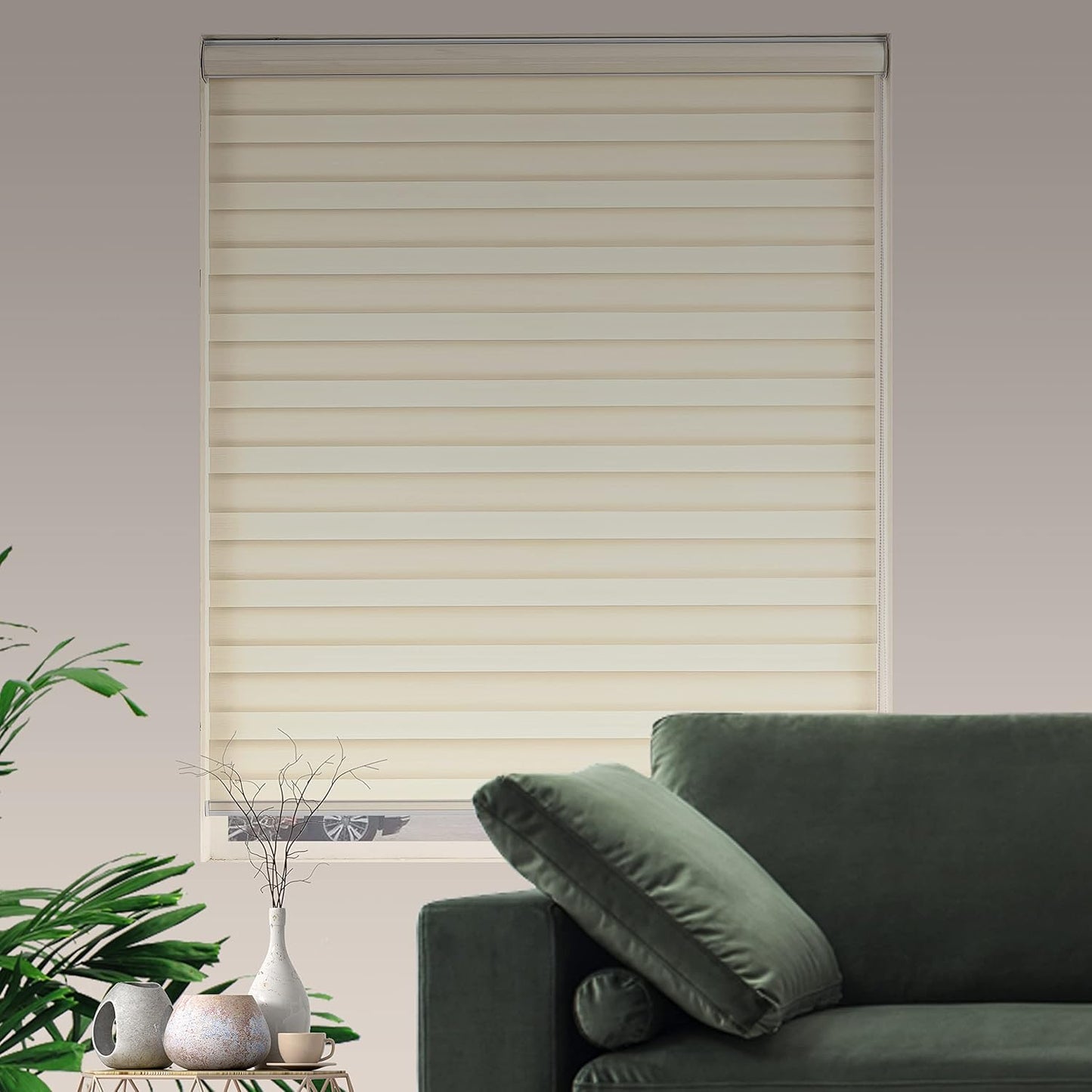 Zebra Blinds Window Blind Zebra Shade Blinds for Windows Roller Sheer Shades Privacy Light Filtering Shades for Home Kitchen Bathroom (Width 65'' X Height 72'' Cream)