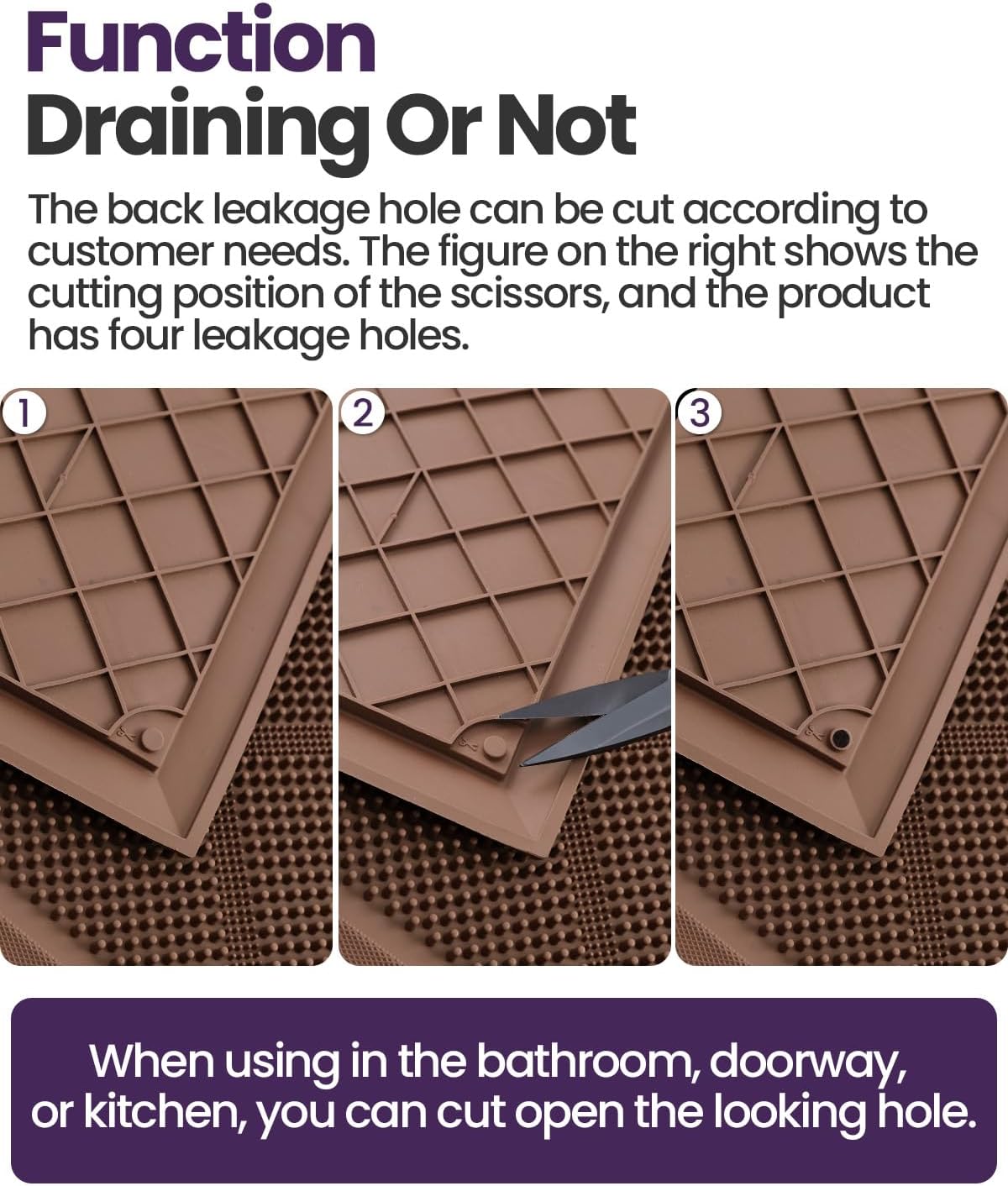 DEXI Front Door Mats Outside Entrance, 17x36 Rubber Waterproof Dirt Trapping Entry Mat for Entryway, Heavy Duty Non-Slip Low-Profile Welcome Doormat All Weather for Patio, Brown